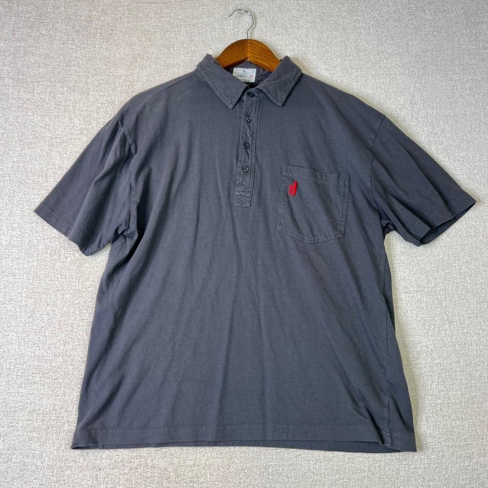 Johnnie-O Mens XL Grey Original 4 Button Polo Shirt Short Sleeve Cotton Pocket